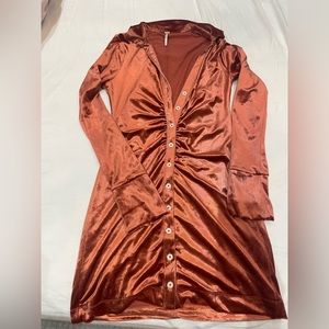 Woman’s free people Shayla velvet mini dress in terra cotta
